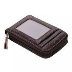 Leather 9 Slot Vertical Credit Debit Card Holder Wallet with Zipper for Men