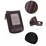 Leather 9 Slot Vertical Credit Debit Card Holder Wallet with Zipper for Men