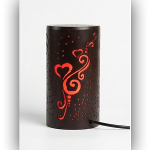 Romantic LED Decorative Table Lamp – Heart Pattern Ambient Night Light (220V Direct Power, Modern Cylinder Design)
