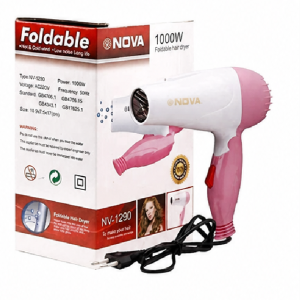 Nova NV-1290 Foldable Hair Dryer 1000W | Portable Hot & Cold Air Travel Hair Dryer