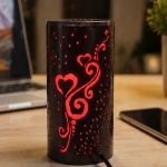 Romantic LED Decorative Table Lamp – Heart Pattern Ambient Night Light (220V Direct Power, Modern Cylinder Design)