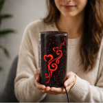 Romantic LED Decorative Table Lamp – Heart Pattern Ambient Night Light (220V Direct Power, Modern Cylinder Design)