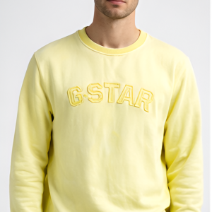 G-STAR Men’s Solid Yellow Crew Neck Sweatshirt | Full Sleeve Casual Pullover | Premium Cotton Blend
