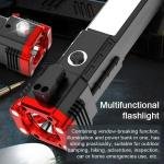 8-in-1 Rechargeable LED Flashlight Torch with Safety Hammer & Power Bank | Mini Projector Headlight