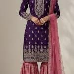 Women Printed Kurta Sharara with Dupatta | Ethnic Festive Wear Set