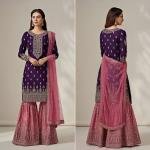 Women Printed Kurta Sharara with Dupatta | Ethnic Festive Wear Set