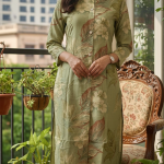 Women’s Floral Printed Kurta Set | Straight Fit Kurta with Pant | 3/4 Sleeve Ethnic Wear | Comfortable Daily & Office Wear