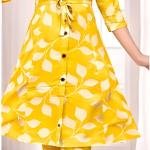 Women’s Printed Kurti Pant Set | Stylish Button Front Kurti with Matching Pants | Daily & Office Wear