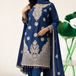 Women’s Royal Blue Embroidered Kurta Pant Set with Dupatta | Ethnic Festive Wear | Soft Georgette Fabric