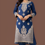 Women’s Royal Blue Embroidered Kurta Pant Set with Dupatta | Ethnic Festive Wear | Soft Georgette Fabric